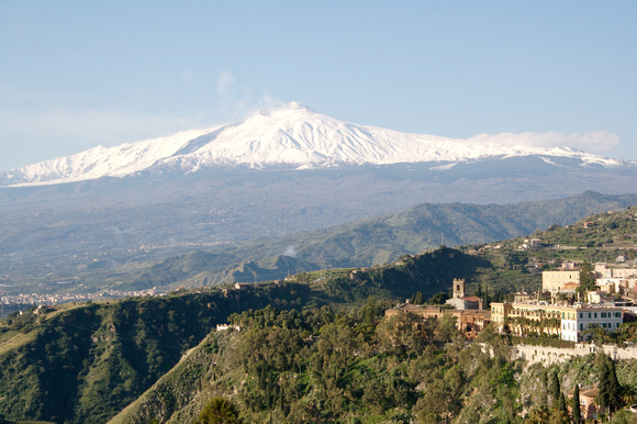 Mount Etna is 17 miles away.