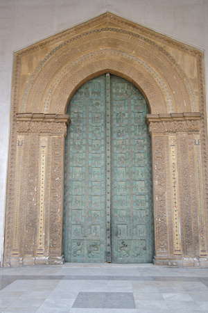 Bronze door, 1185 under the 18th C western portal.