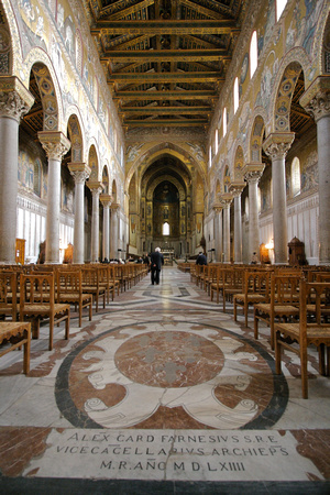 Interior is covered with golden mosaic.