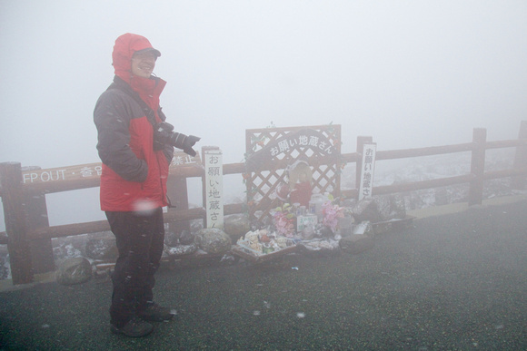 A tiny shrine at the edge of the caldera.