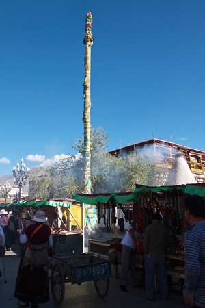 The prayer pole near the SW corner of the Barkhor.