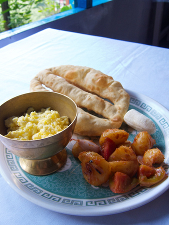 Breakfast set includes the tasty Tibetan fried bread.