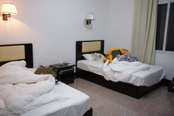 Clean but spartan room at Tianhu Hotel.