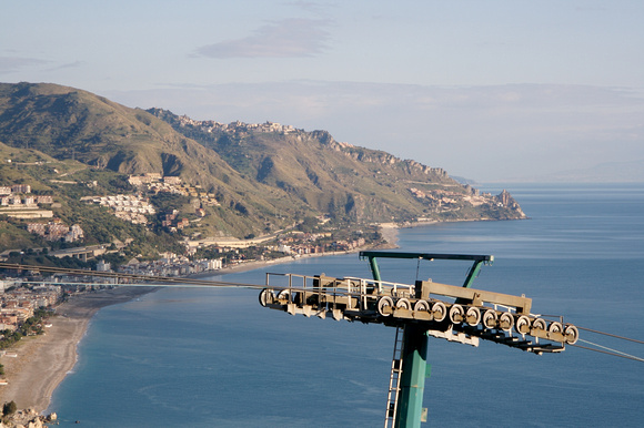 There is cable car from the seaside town of Mazzaró.