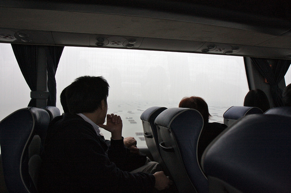 Coach going over the new Shenzhen Bay western crossing.