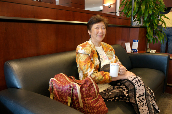 Mom relaxing at President's Club at IAH C-South.