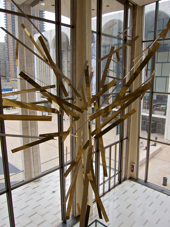 Looking out Avery Fisher Hall towards the Metropolitan Opera.