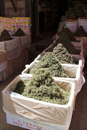 Loose tea leaves from Yunnan.