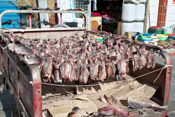 Fish being dried on a truck in Ali.