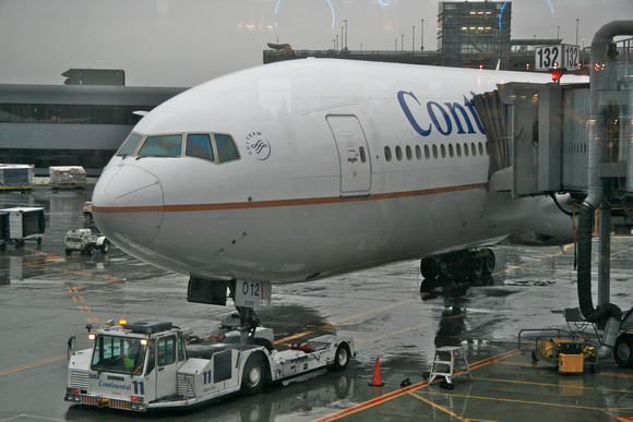 Our 777 arrived at EWR in the rain.