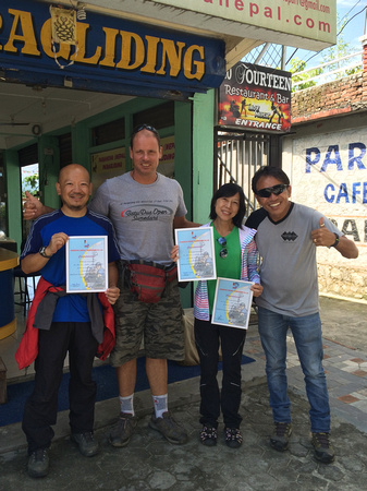 Back at Paranova's store in Lakeside, with our pilots and certificates.