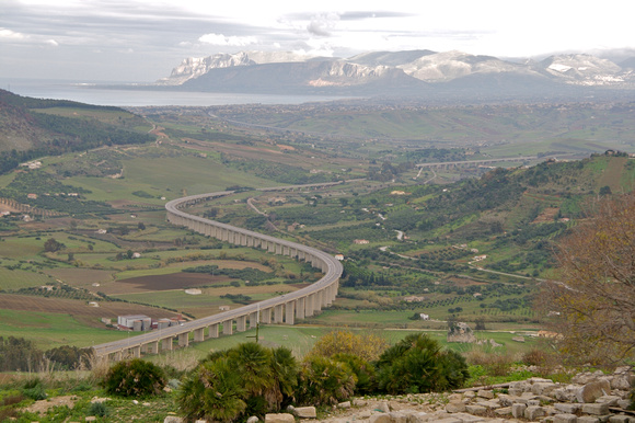 Incredible scenery of NW Sicily from theater.  We came on that beautiful highway.
