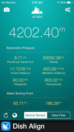 From my iPhone - 60% of pressure at sea level, boiling point 85°C