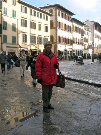 Slush on the ground at Piazza San Lorenzo, Florence